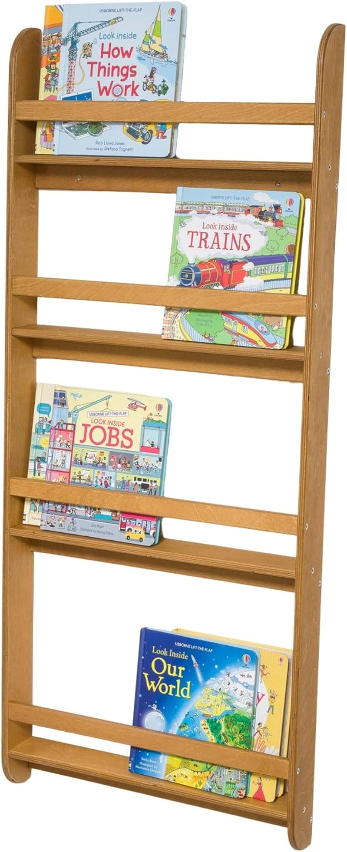 Montessori Wall-Mounted Bookshelf for Toddlers Toy Storage Shelf Organizer for Playroom and Classroom Floor Bookshelves for Kids Room (Oak, L, 4)