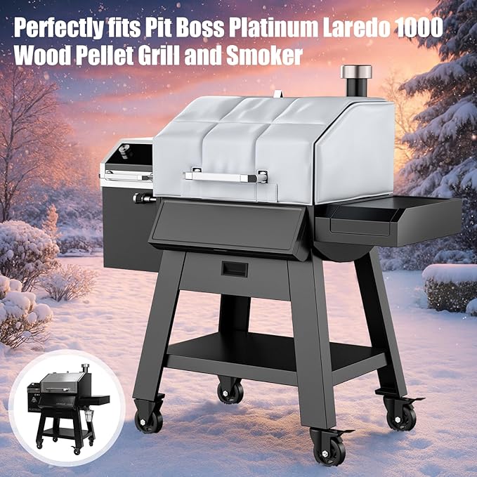 Grill Thermal Insulated Blanket for Pit Boss Platinum Laredo 1000 PB1000PL Pellet Grill fits Pit Boss Laredo 1000 Grill Wood Pellet Grill Smoker Insulation Blanket for Winter Cooking