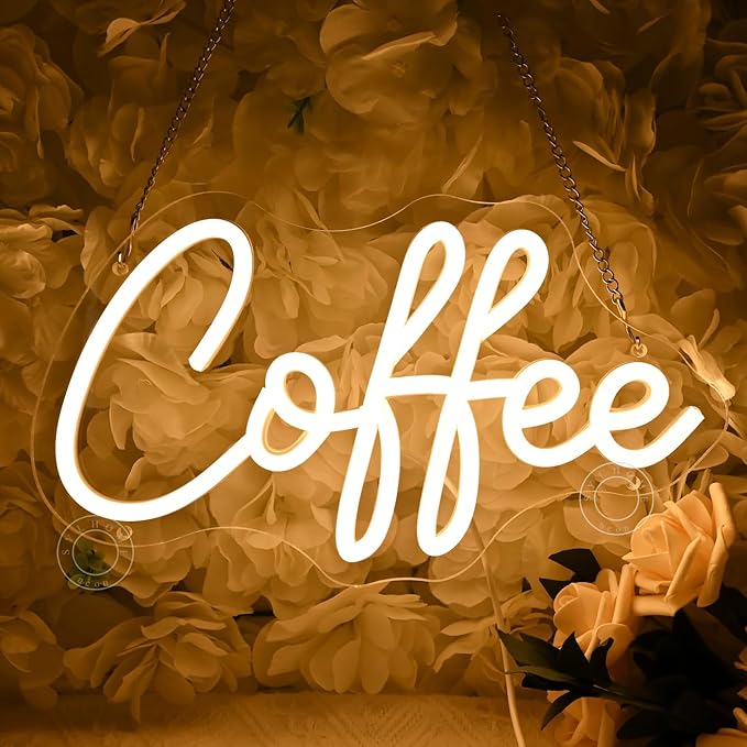 SYLHOME Coffee Led Neon Light Sign Home Bedroom Business Cafe Wall Sign Decor Club Coffee Bar Station Shop Kitchen Light Up Sign 11.8" X 6.69" USB