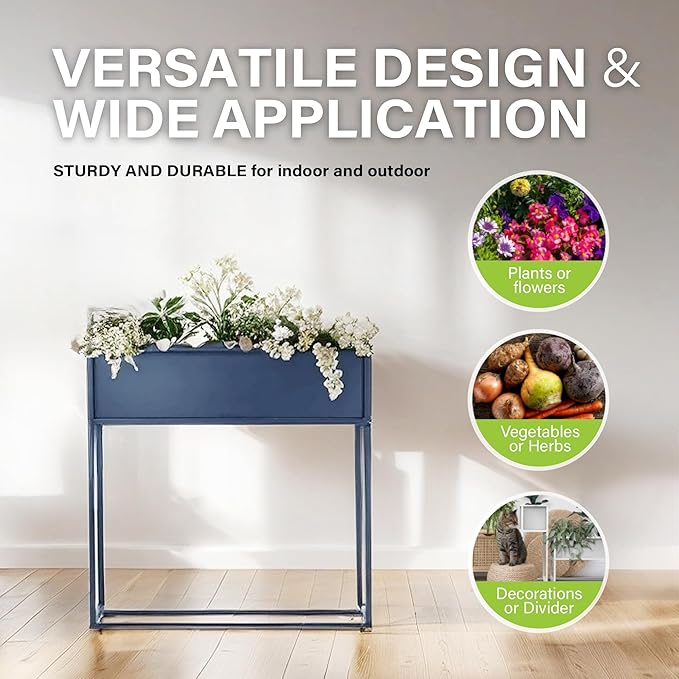 Cocoyard Elevated Planter Box - 28 Inch Durable Raised Garen Bed for Herbs and Flowers - Tall Rectangular Planter for Indoor Plants & Backyard Gardening (Navy, 28" H)