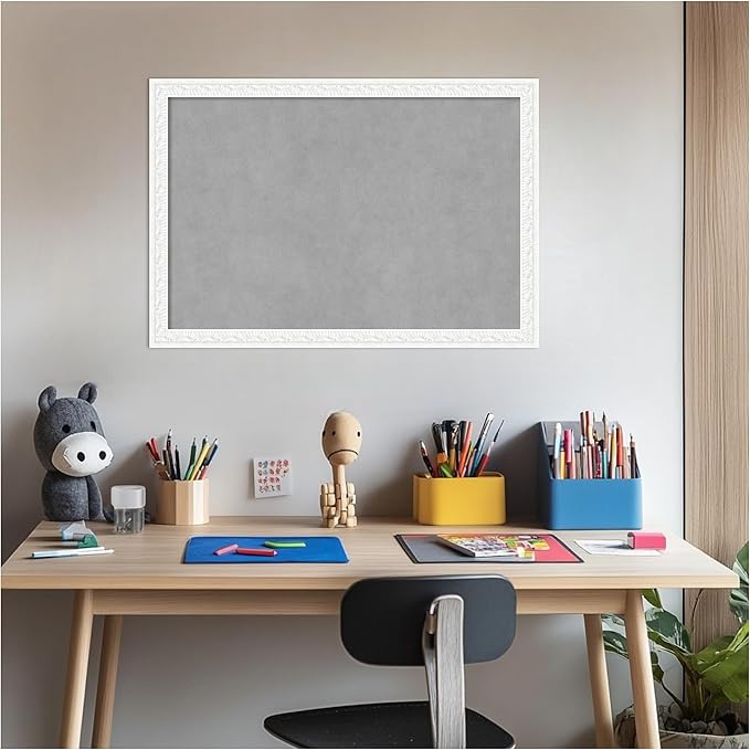 Amanti Art White Framed Magnetic Board 18x26 Medium Vision Board for use with Magnets, 100% Metal Sheet to Display Items as Office Decor or for Home Organization in mudroom, Kitchen or Kids Room