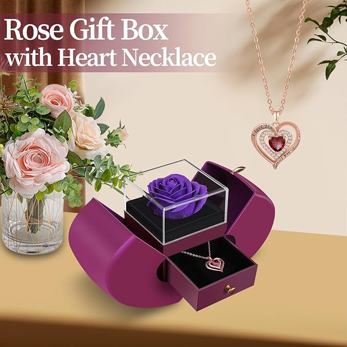 Preserved Purple Real Rose, Gifts for Mom, Wife, Girlfriend, Women, Her on Mothers Day, Birthday, Anniversary, Thanksgiving, Christmas, Valentines Day