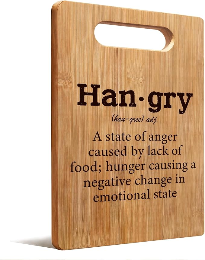 Lacama Funny Kitchen Gifts for Women，Cute Cutting Board Appreciation Gift for Women Christmas Birthday, Hangry Cutting Chopping Boards for Her, Mom, Sister, Friends