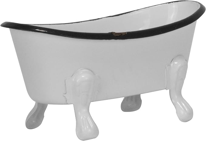 Foreside Home and Garden Black Rim White Enamel Bathtub Soap Dish - Foreside Home & Garden 5.5 x 2.75 x 2.75