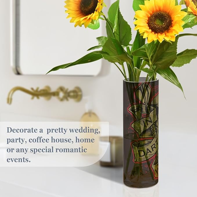 Vase Plastic Vase Elegant Cylinder Flower Vase Shatterproof Decorative Centerpiece for Home Table Office Weddings Events (11.8 x 3.9 in)