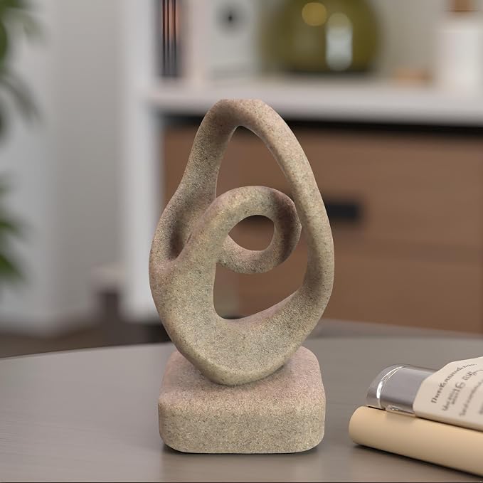 Abstract Modern Ribbon Decorative Sculpture, Knot Sculptures,Home Decor,Coffee Table Statues,Dining Living Room Desk Decor,Shelf Decoration (Beige-B)