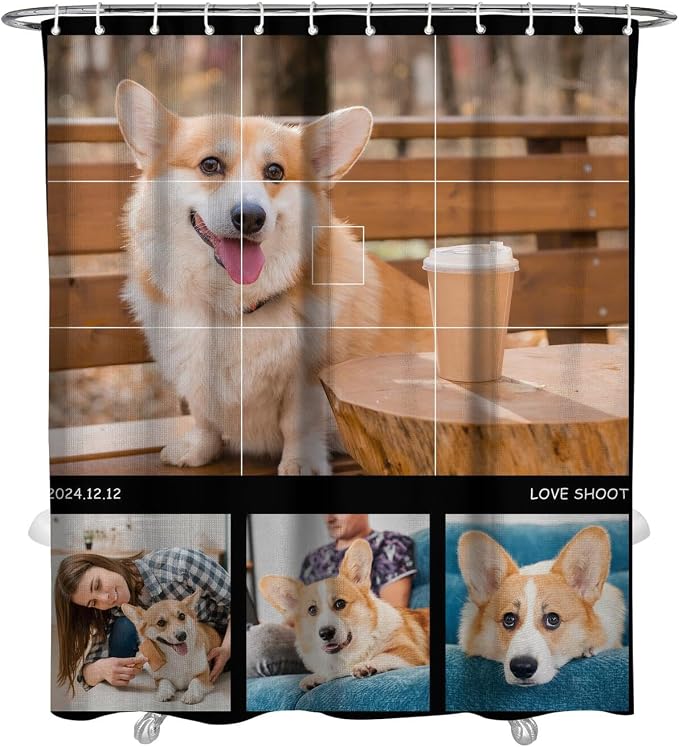 Personalized Shower Curtain Set Custom Photo Shower Curtains Modern Minimalist Home Bathroom Curtain Decor with 12 Hooks 72 Inch Wide * 84 Inch High