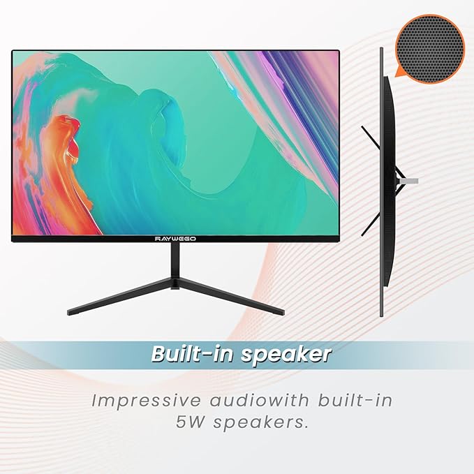24 inch Gaming Monitor 100Hz Computer Monitor Built-in Speakers Full HD 1920 x 1080P with HDMI DP Interface Eye Care Frameless with 3-Side Virtually Borderless Design VESA（100 x 100mm）