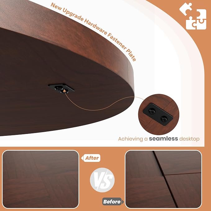 Garvee 47" Round Dining Table for 4-6 People - Circle Kitchen Dinner Table with Sturdy Pedestal Base, Space Saving Dinning Room Furniture for Living Room, Kitchen, Apartment, Walnut