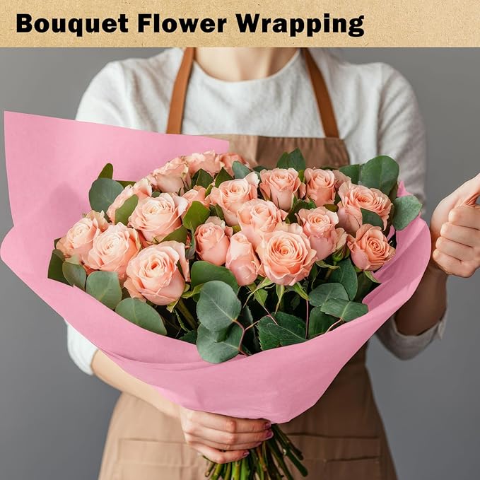 RUSPEPA Kraft Paper Roll - 17.5 inches x 32.8 feet - Recyclable Paper Perfect for Wrapping, Craft, Packing, Floor Covering, Dunnage, Parcel, Table Runner, Pink