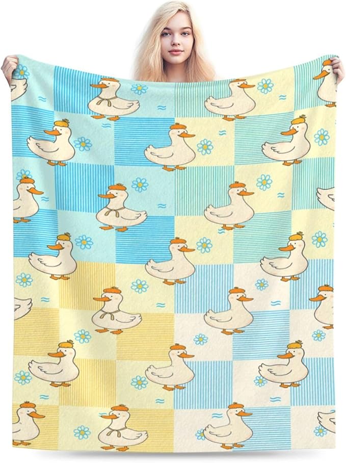 Funny Duck Blanket Cute Duck Throw Blanket Soft Cozy Fleece Fuzzy Stuffed Plush Flannel Gifts for Girls Women Boys Kids Adults 40''x50''