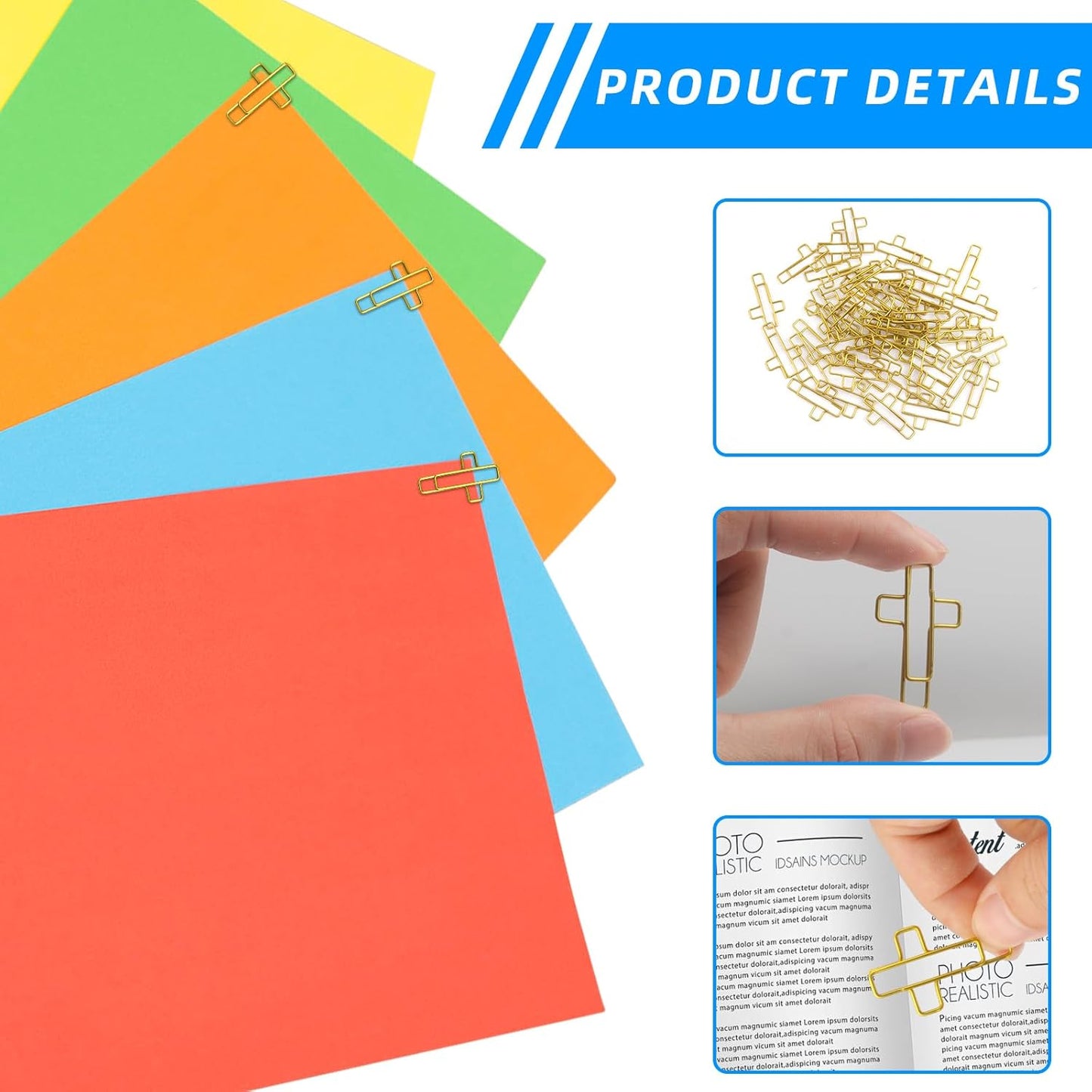 Skiennix Gold Cross Paper Clips - 50 PCS Versatile Bible Study Supplies | Ideal for Office & Home
