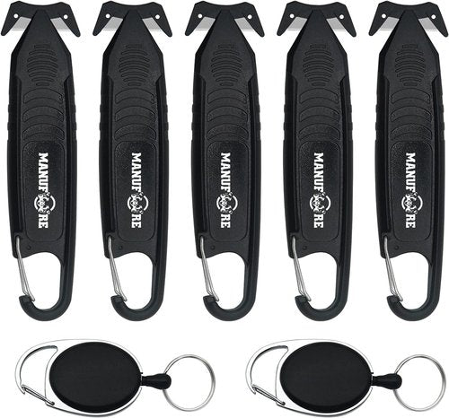 MANUFORE Safety Knife Set - 5 Pack Box Openers with Retractable Key Chains for Easy Cutting