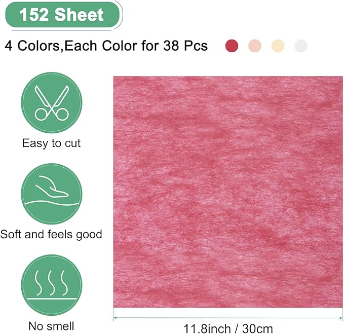 M METERXITY 152 Sheet Korean Cotton Wrapping Flower Paper - Floral Wrapping Paper Waterproof Bouquet Wrapping Paper Apply to Gift Packaging(11.8x11.8inches, Red+Pink+Beigt+White)