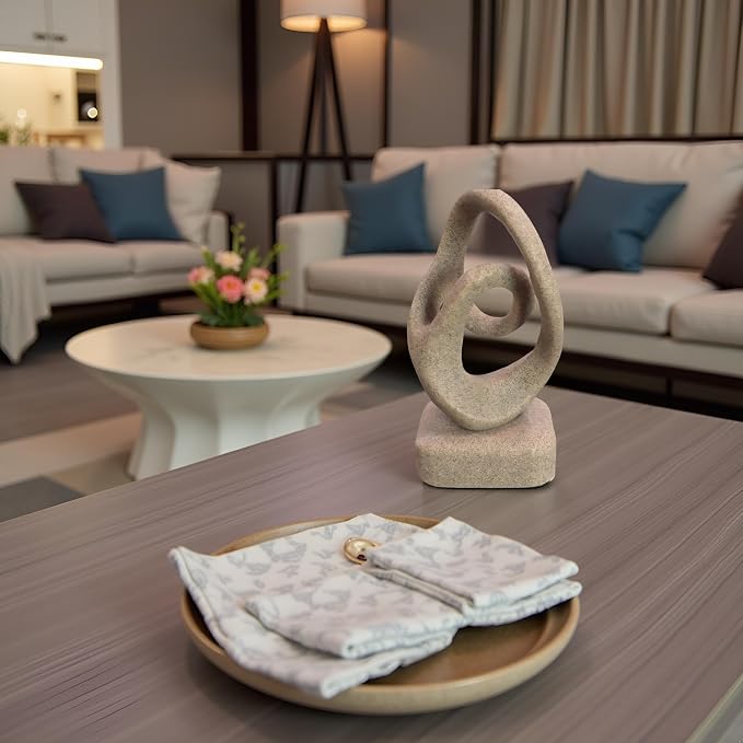Abstract Modern Ribbon Decorative Sculpture, Knot Sculptures,Home Decor,Coffee Table Statues,Dining Living Room Desk Decor,Shelf Decoration (Beige-B)