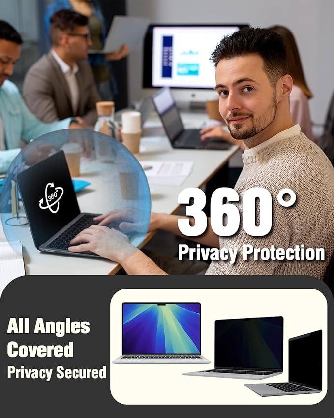 F FORITO Magnetic Privacy Screen Protector Compatible with MacBook Pro 16 inch (2019-2020, A2141), Removable 360° Anti Peeping Anti Blue Light Anti Glare Laptop Privacy Shield