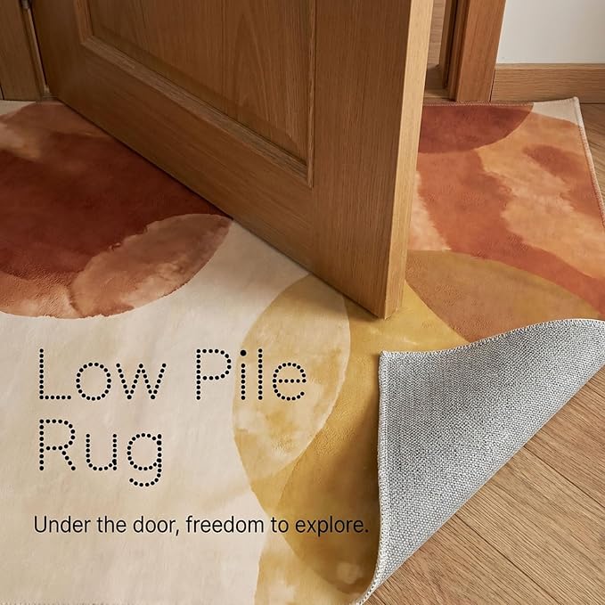 GraceSway 5x7 Area Rug, Modern Abstract Watercolor Rug in Rust Orange and Mustard Yellow, Faux Cashmere Ultra Soft Short Pile, Machine Washable, Non-Slip, for Living Room, Bedroom