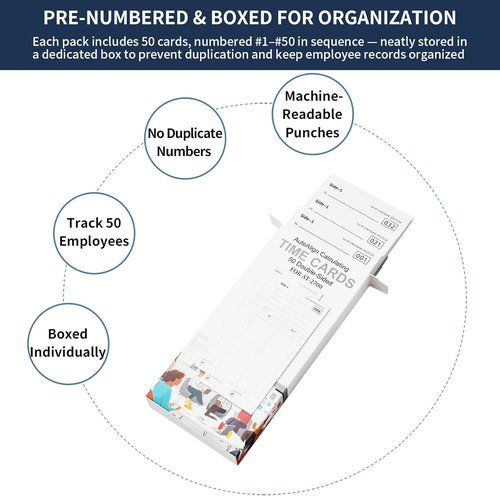 Allied Time USA AT-2700 Time Cards - 300 Pack Double-Sided Employee Punch Cards for Attendance Tracking