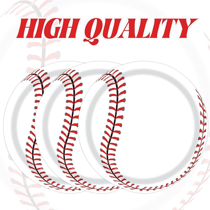 50PCS Baseball Party Paper Plates 7 Inch, Disposable Baseball Birthday Party Supplies Dessert Plates for Birthday Baby Shower Sports Event Decorations (Baseball)