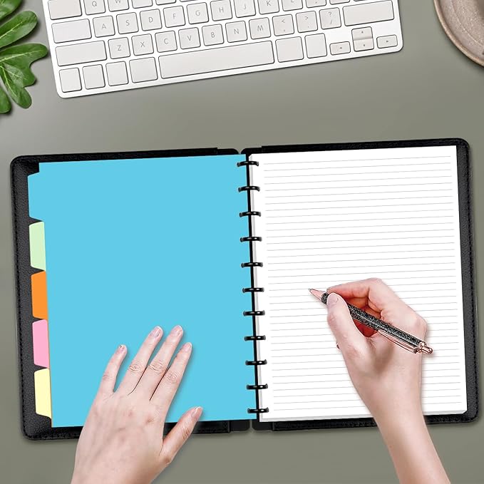 Letter Size Discbound Refill Paper, 11 TUL Paper Refills - 50 Sheets/100 Pages Loose Leaf Planner Refills, 5 Sheets Dividers, 8.5" x 11"