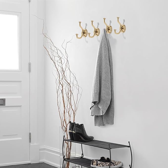 khtumeware 1 Pack 4-1/2 inch Zinc Alloy Vintage Wall Champagne Bronze Large Coat Hooks Suitable for Tile, Wood Board, Glass Walls, Bathroom, Entrance Hall, Kitchen, Multi-Functional Robe Hooks