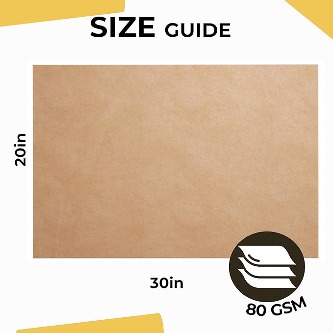 Crown Display Kraft Paper Sheets - 20 x 30 in. - 240 Sheets of Brown Wrapping Paper – Heavy Duty Craft Paper for Shipping - Light Brown Construction Paper - 80 GSM - 1000 Square feet
