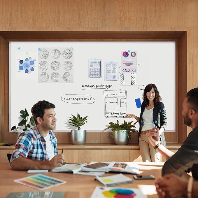 Large Dry Erase Board 96 x 48 Inch, maxtek Magnetic White Board Dry Erase for Wall 8' x 4' Wall-Mounted Aluminum Frame Presentation Marker Board with a Long Pen Tray for Classroom, Office & Home