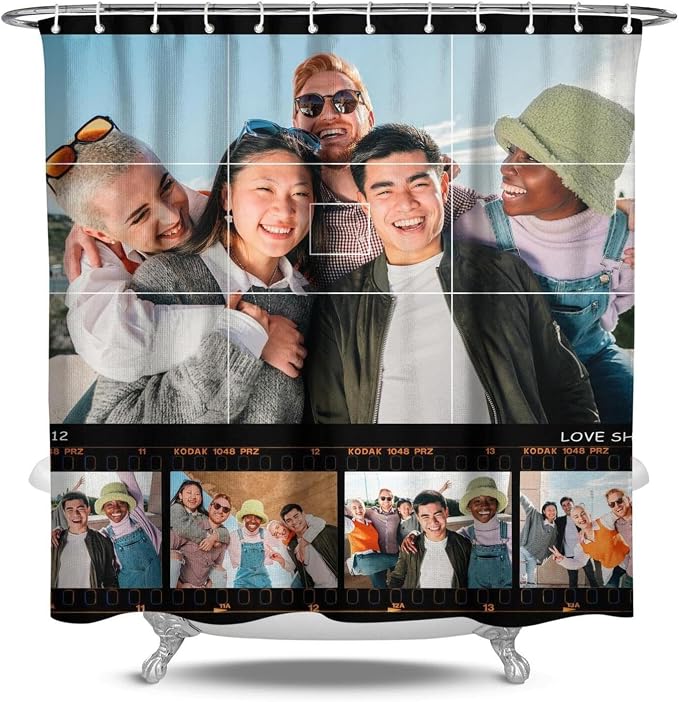 Personalized Shower Curtain Set Custom Photo Shower Curtains Modern Minimalist Home Bathroom Curtain Decor with 12 Hooks 84 Inch Wide * 72 Inch High