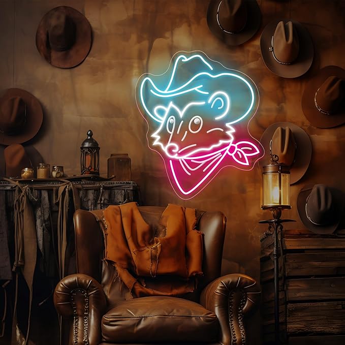 Opossum Cowboy Neon Sign, Western Rodeo decor Cowboy Mouse Neon Sign, Cowboy Bar Decor, Gaming Room Decor, Funny Western Opossum Sign, Light up Cute Animal Shape LED Lamp, Unique Home