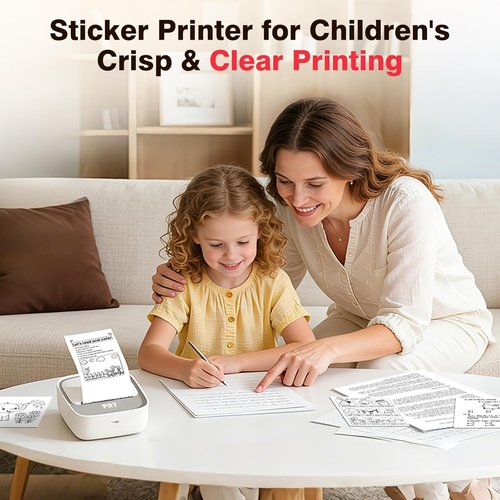 PRT Mini Thermal Sticker Printer - Bluetooth Portable Maker with 1 Roll Paper for DIY Labels & Notes