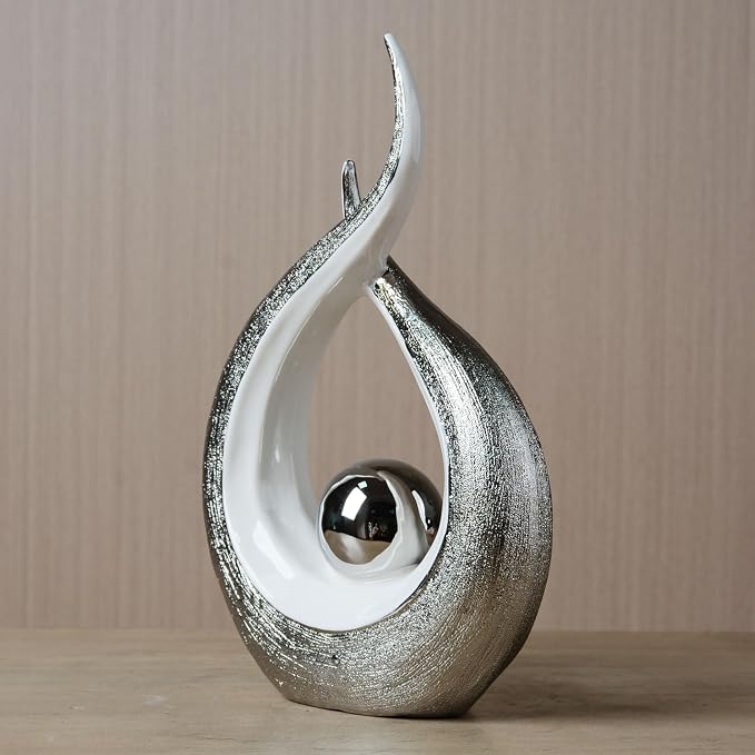 HAUCOZE Abstract Statue Figurine Modern Art Sculpture Home Decor Ceramic Ornament Gift for Bookshelf Desktop Tabletop 10.6 Inch