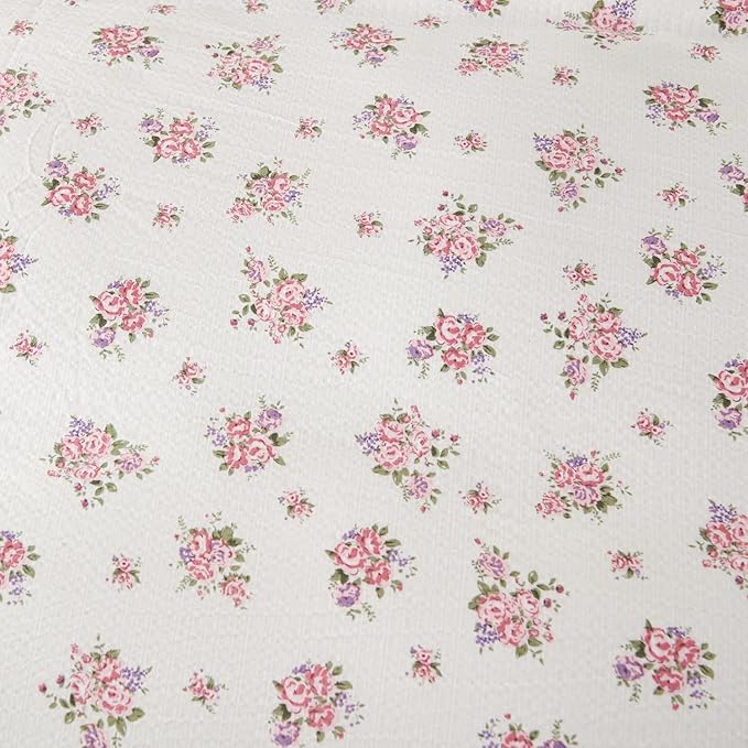 Queen Comforter Set Flowers Soft 3 Pieces Chic Crinkle Gauze Fabric Garden Style Floral Print Botanical Comforter for All Seasons Luxury Warmth Comfy Breathable with 2 Pillowcases
