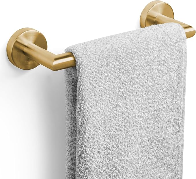 JunSun Bathroom Towel Bar 9 Inch Brushed Gold Towel Racks Wall Mount Bath Hand Towel Holder Modern Home Decor Towel Rod Bathroom Hardware Stainless Steel Towel Hanger Gold Towel Rail Single Towel Bars