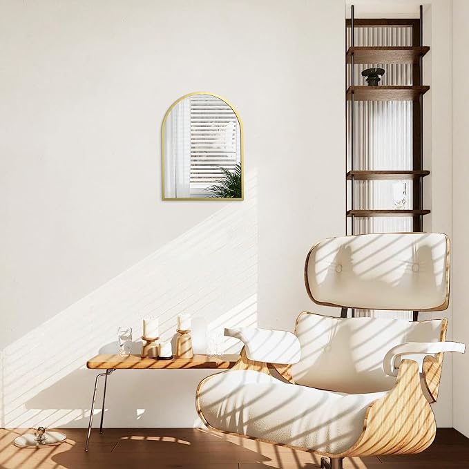 Arched Bathroom Mirror for Wall, Arch Wall Mirror Aluminum Alloy Frame Mirror for Vanity Living Room, Bedroom, Entryway Small 16"x12"