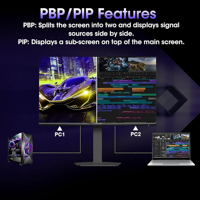 Amzfast 27 Inch Gaming Monitor 320Hz 240Hz WQHD 2560 x 1440p Fast IPS Monitor, 1ms G-SYNC Compatible, HDR400, 135% sRGB, 99% DCI-P3, PIP/PBP, Height Adjustable, HDMI 2.1 x 2&DP 1.4 x 2, G27F6Q MAX