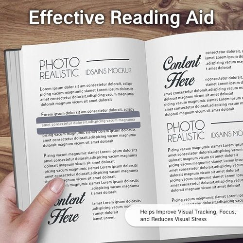 Skiennix 8Pcs Guided Reading Strips - Clear Overlay Trackers for Dyslexia & Visual Stress Relief