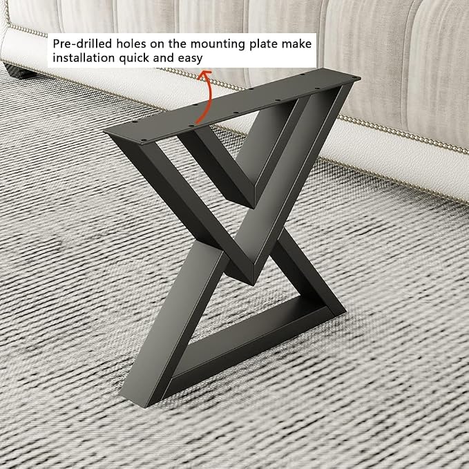 Heavy Duty Coffee Table Legs 16 Inch Set of 2, Industrial Metal Bench Legs 600 LBS Load Capacity, for DIY Bench, End Table, Side Table, Rust-Proof & Adjustable Feet Matte Black