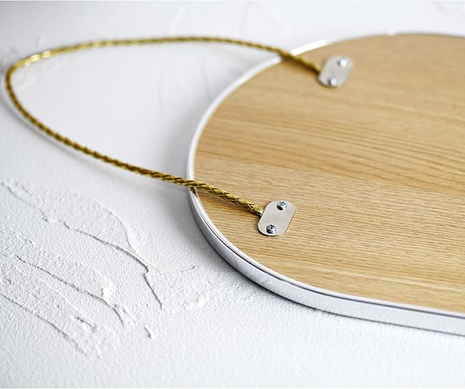 Oval Mirror, Oval Wall Mirror with Lanyard, High Definition Bathroom Mirror for Bathroom, Hallway, Living Room (Sliver, 9.2x15.9inch)