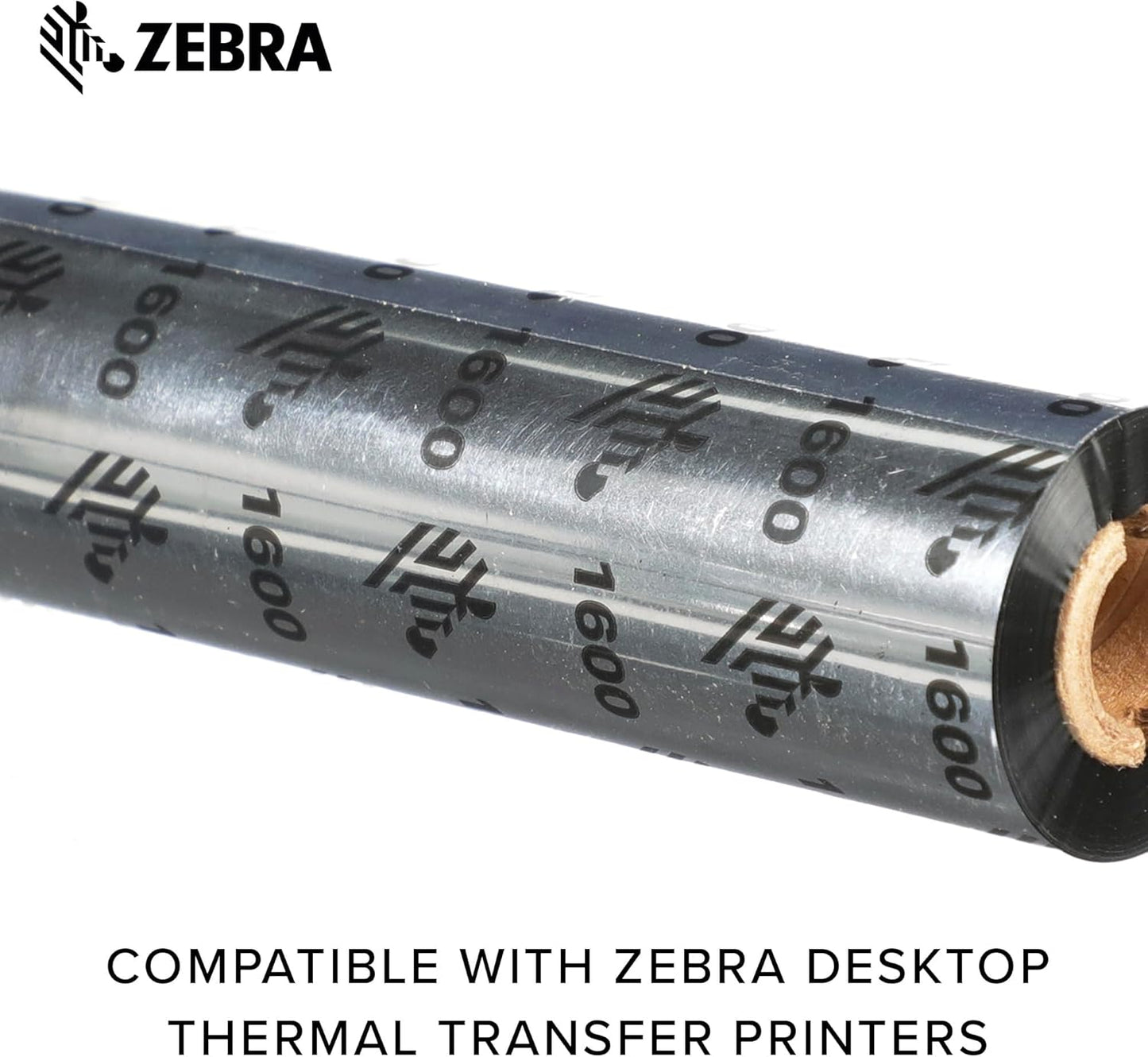 Zebra Black Wax Ribbon - Thermal Transfer Printer Compatible - 4.33" Width, 242 ft Length, 0.5" Core | Pack of 6 Rolls