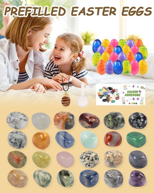 Skiennix 24 Pack Gem Filled Easter Eggs - Colorful Party Favors for Kids & Birthday Supplies