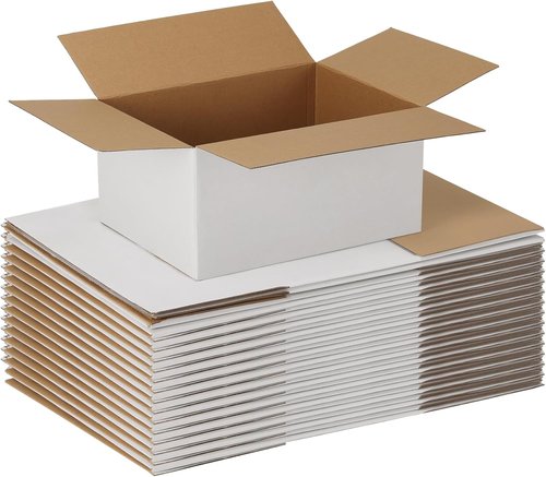 EXYGLO 15 Pack Shipping Boxes - 12x9x6 White Corrugated Cardboard for Packaging & Moving