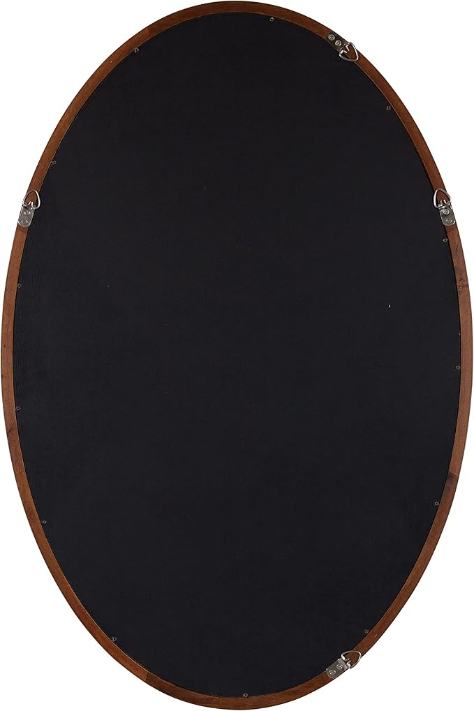 Kate and Laurel Hogan Farmhouse Oval Framed Wall Mirror; 24 x 36; Dark Walnut; Decorative Traditional Wood Mirror with Soft Curvature and Modern Oval Shape