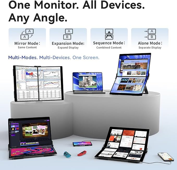 EHOMEWEI X2 Air Touchscreen Portable Dual Monitor 2.8K 90Hz QLED with Stylus Pen 14.2“*2 IPS 2520 * 1680 Display, 400 Nit Brightness 1500:1, 100% sRGB, for Office/Home/Travel Laptop Extender Screen