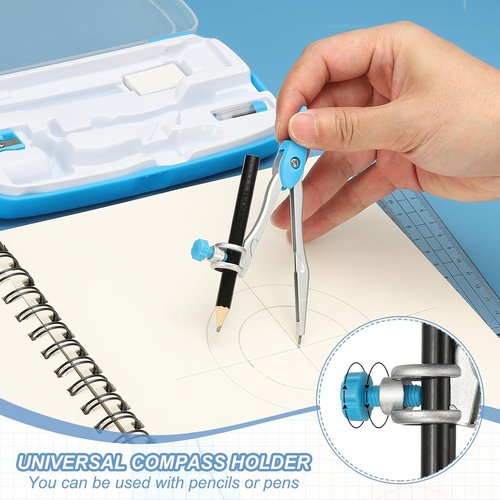 PATIKIL Geometry Tool Set - 11-Piece Precision Compass Kit with Shatterproof Storage Box | Orange