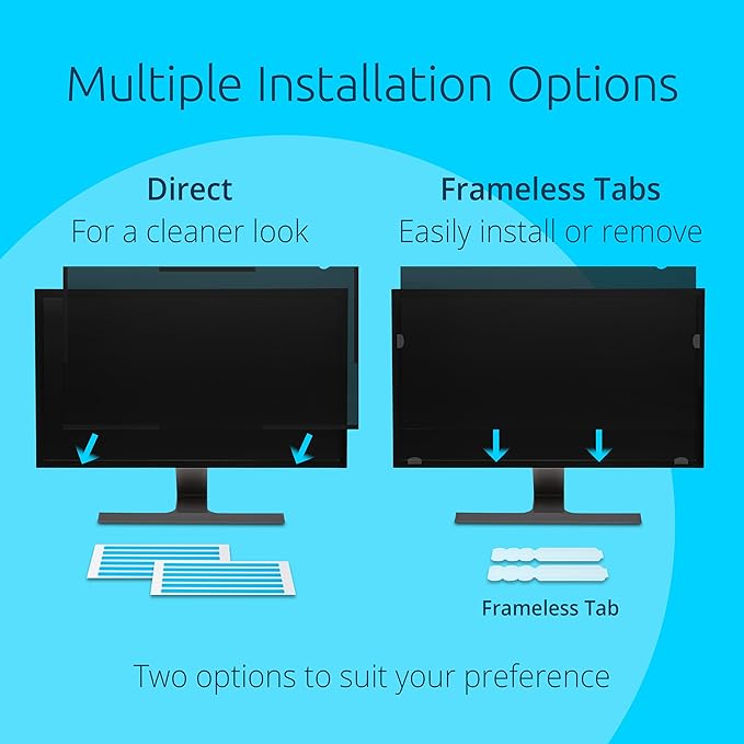 Kensington 24 inch Computer Privacy Screen for Desktop, 16:9 Widescreen Monitor, FP240W9 Anti-Glare Blue Ray Reduction Computer Privacy Filter for Dell Asus Acer LG Samsung AOC Monitors, K55413WW
