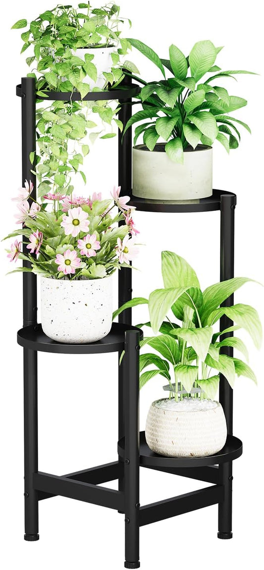 Metal Plant Stand for Indoor Outdoor,Corner Tall Plant Shelf for Multiple Plants,4 Tier Heavy Duty Flower Pot Holder,Display Rack for Patio Garden Balcony Living Room Bedroom