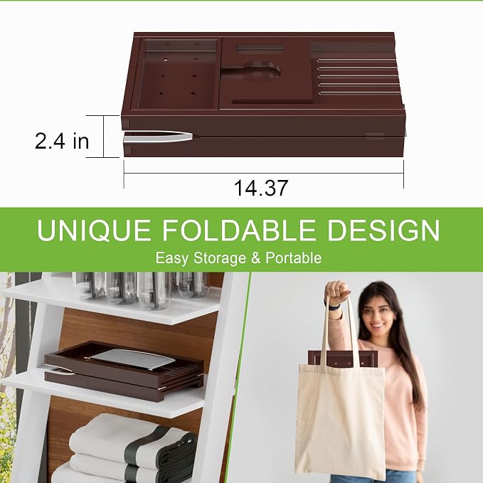 Bathtub Caddy Tray for Tub,Foldable Bath Table Trays,Bamboo Shelf with Book and Wine Glass Holder,Bathroom Accessories Suitable for Luxury Spa or Reading,Brown