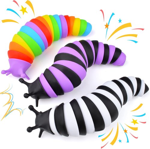 Cevioce Fidget Slug Toy Set - 3Pcs Sensory Toys for Autism | Ideal for Travel & Gifts for Kids