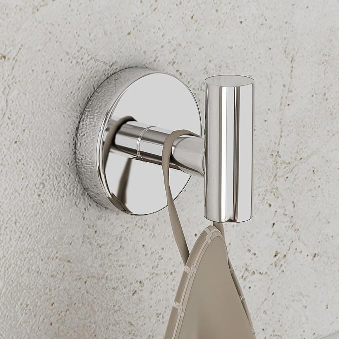 8 Pack Bath Towel Hooks, Wall Mount Towel Holder Chrome Finish Towel Rack, Heavy Duty Robe Coat Loofah Hooks for Shower, Kitchen,Hotel, Pool Tile, Brick Modern Style Decor Wall Hooks
