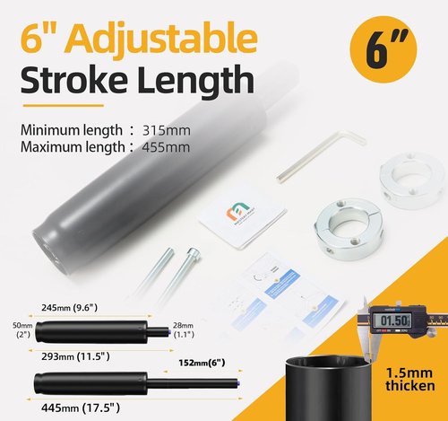 MASTERY MART Office Chair Gas Cylinder Replacement Kit - Heavy Duty Hydraulic Piston, 6" Stroke, 1000 lbs Capacity, Easy Install